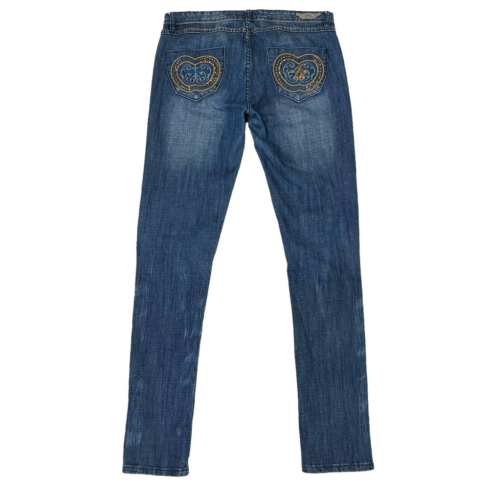 Apple Bottom Jeans Y2K Embellished Size 9 / 10 Skinny Rhinestone Distressed - Picture 3 of 6